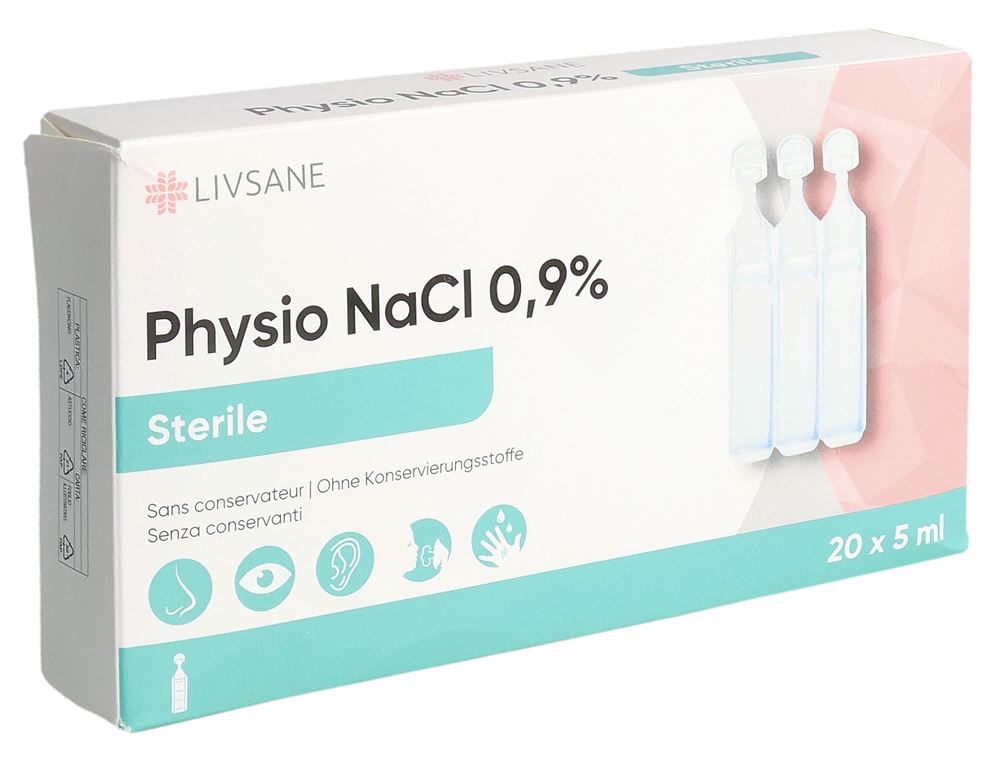 LIVSANE Physio NaCl 0.9% Stéril 20 amp 5ml | Hydratation