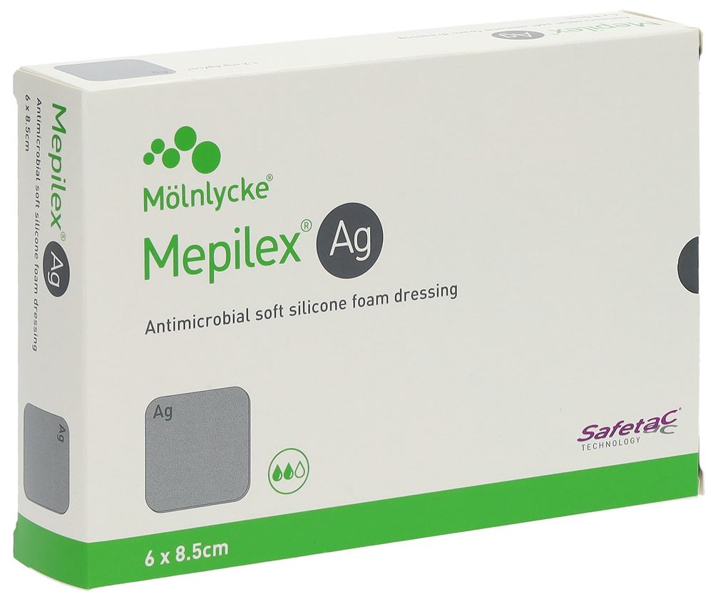 MEPILEX Ag Pansement Hydrocellulaire Safetac 6x8.5cm | 5 pièces