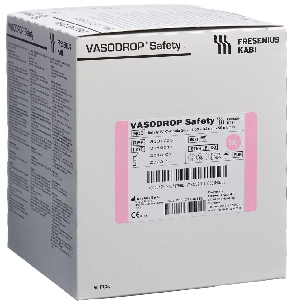 VASODROP Safety 20G Aiguille | 50 pièces