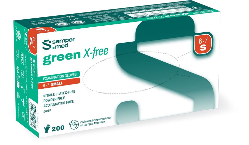 SEMPERMED green X-free S Gants | 200 pièces