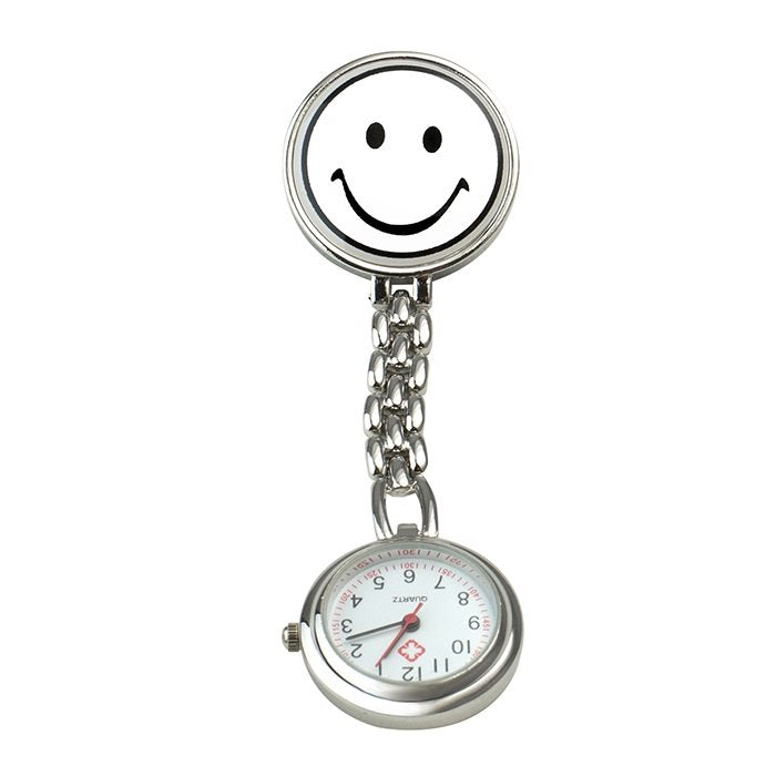 SUNDO Montre Infirmière Smiley 9cm Blanc | Clip
