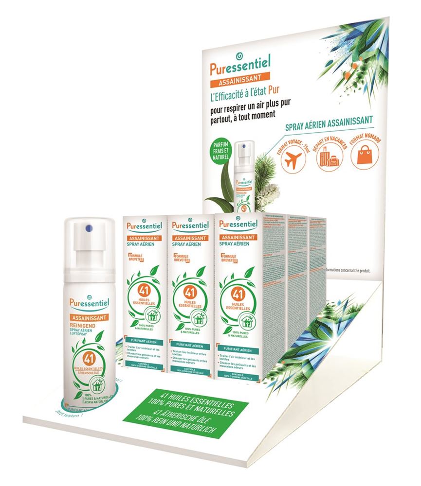 PURESSENTIEL Assainissant Spray 9x75ml + test | Fraîcheur Durable