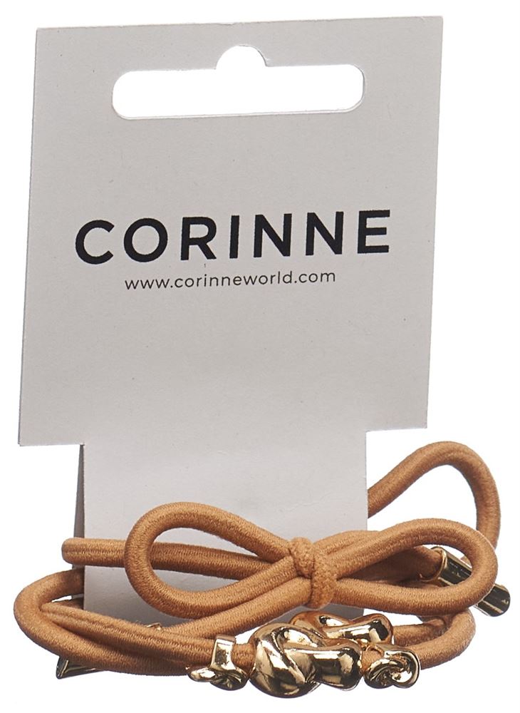 CORINNE Hair Tie Metal Det Camel 3 pièces | Chic