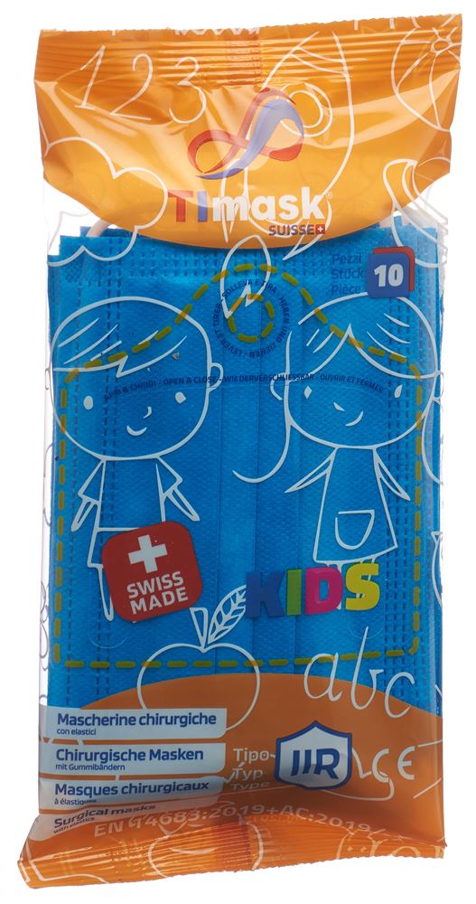 TIMASK Masque KIDS Turquoise 10 pièces | Jet Médical