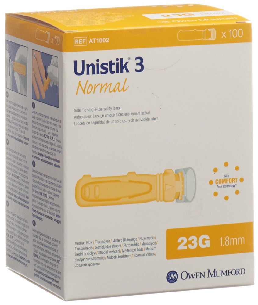 UNISTIK 3 Lanzetten Normal 23G | 100 pièces