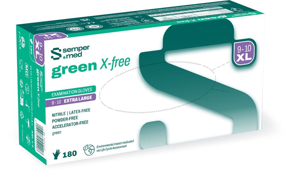 SEMPERMED green X-free XL Gants | 180 pièces