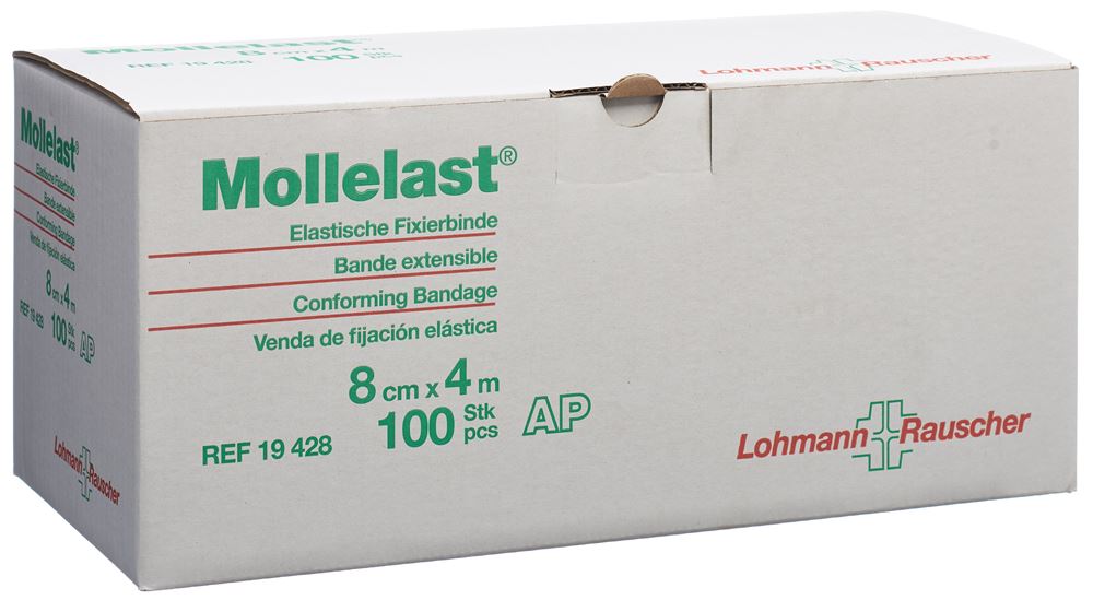 MOLLELAST Fixierbinde 8cmx4m Blanc 100 pièces | Maintien