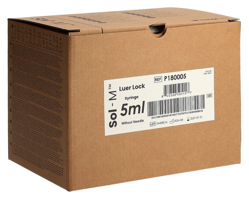 SOL-M Seringue Luer Lock 5ml | 100 pièces