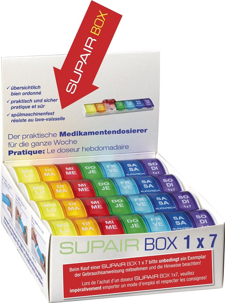SUPAIRBOX Doseur Hebdo 1x7 Rainbow | 12 Pièces
