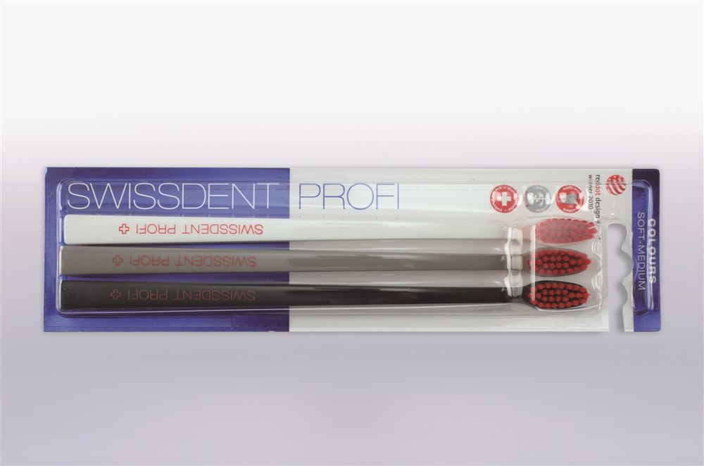 SWISSDENT Colours Brosse Trio | Blanc/gris/noir
