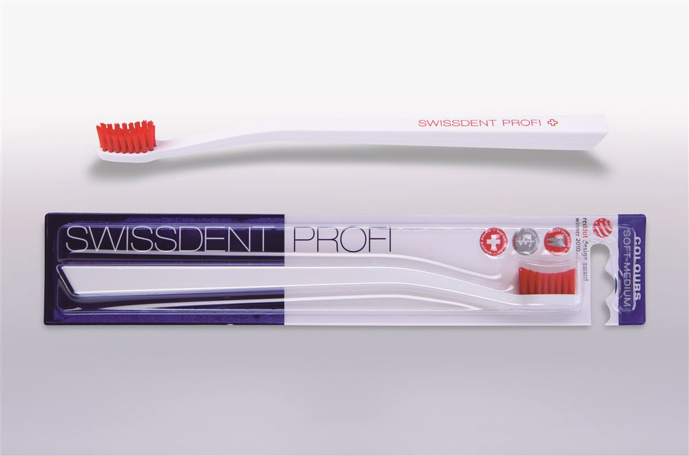 SWISSDENT Colours Brosse à dents | Blanc/rouge soft-med
