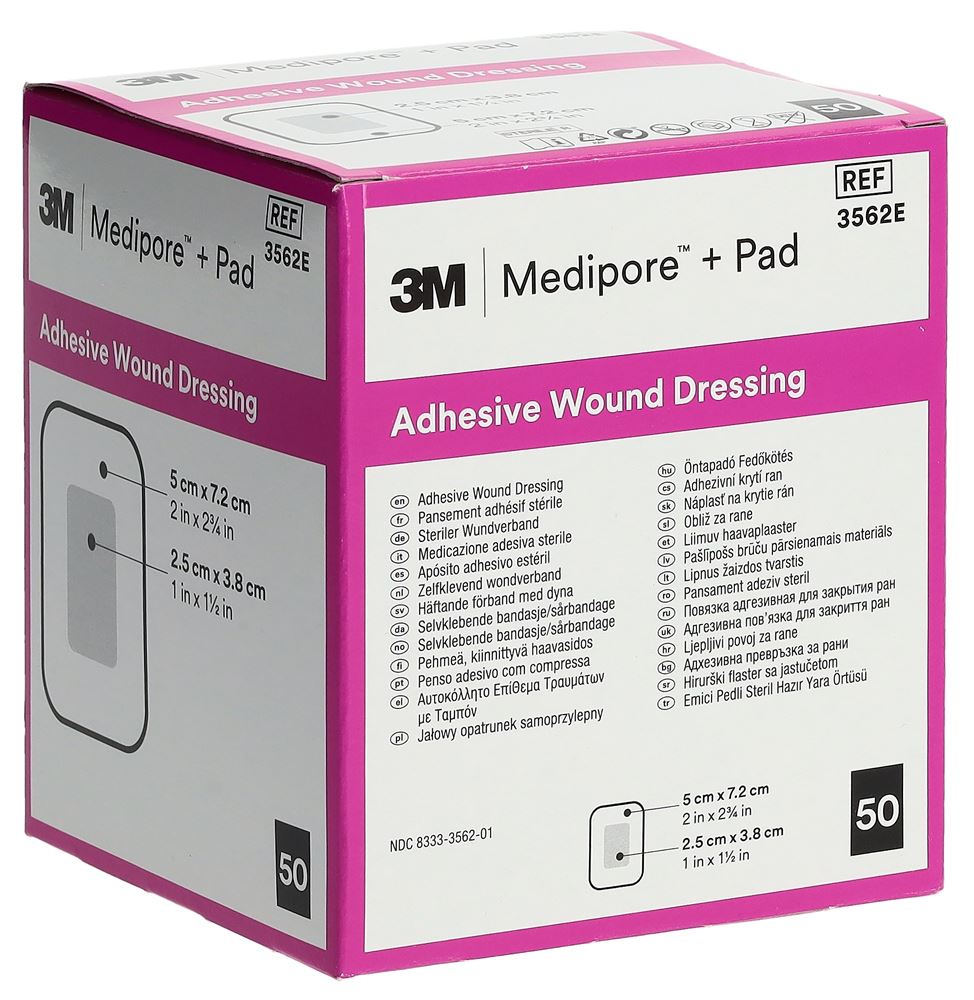 3M MEDIPORE+PAD Pansement 5x7.2cm | 50 pièces