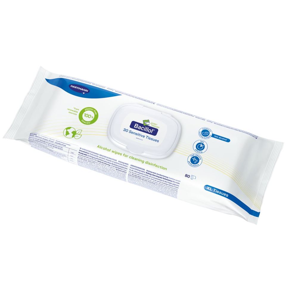 BACILLOL 30 sensitive green Tissus | 80 pièces