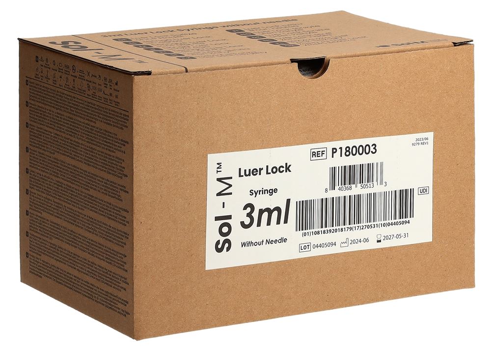 SOL-M Seringue Luer Lock 3ml | 100 pièces