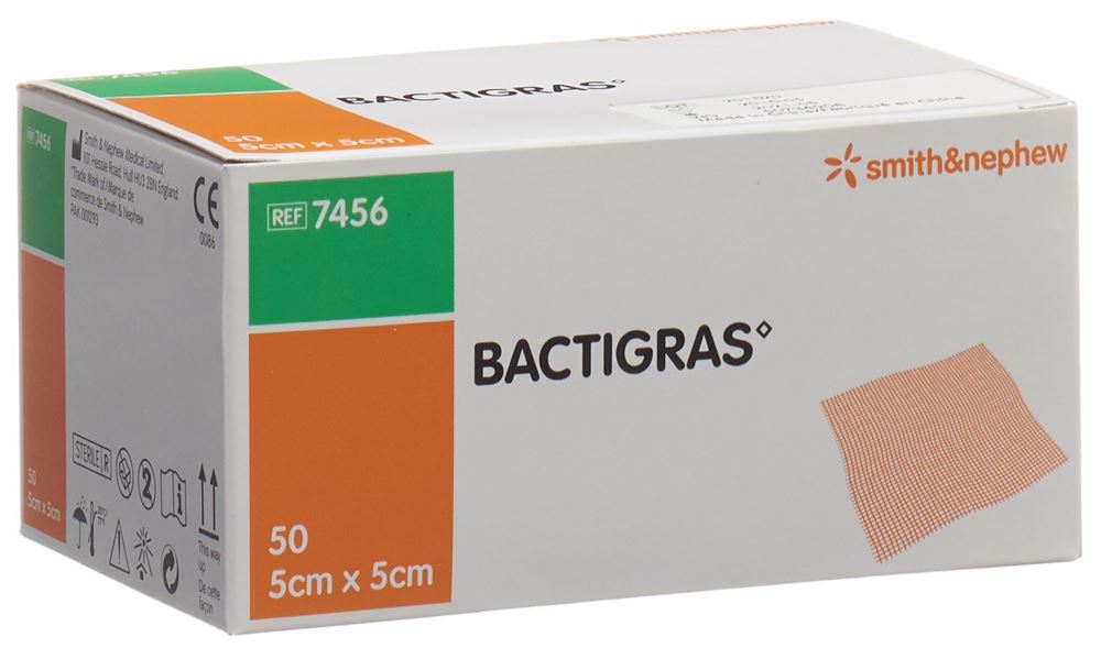 BACTIGRAS Pansement Gaze 5cmx5cm | 50 pièces
