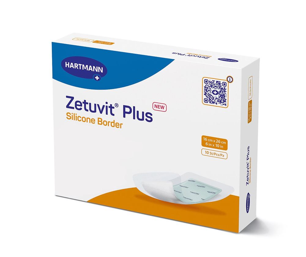 ZETUVIT Plus Silicone Border Pansement 16x26cm | 10 pièces