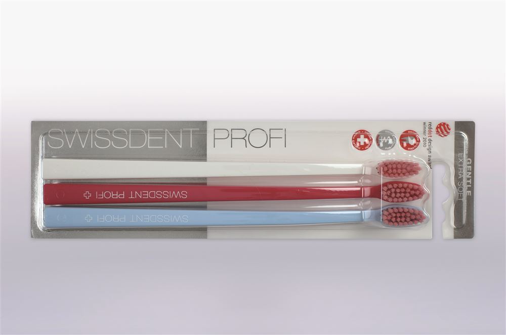 SWISSDENT Gentle Brosse Trio | Blanc/rose/bleu