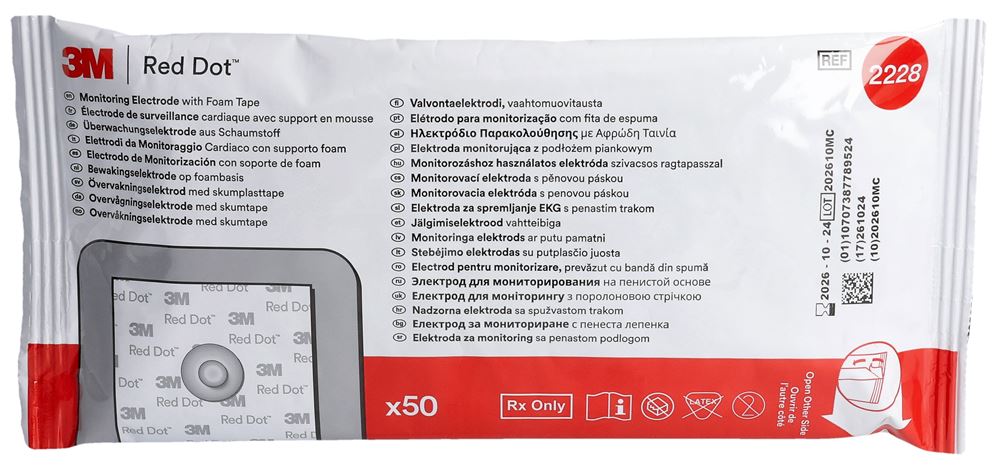 3M RED DOT Électrodes Moniteur 3.7x3.3cm | 50 pièces