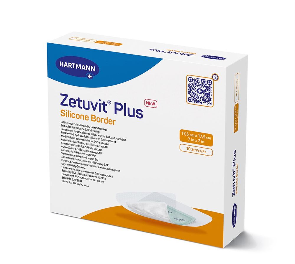 ZETUVIT Plus Silicone Border Pansement 17.5x17.5cm | 10 pièces