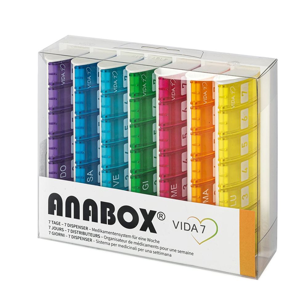 ANABOX Medidisp 7 Jours Vida 7 Pilulier | 7 Compartiments/Jour