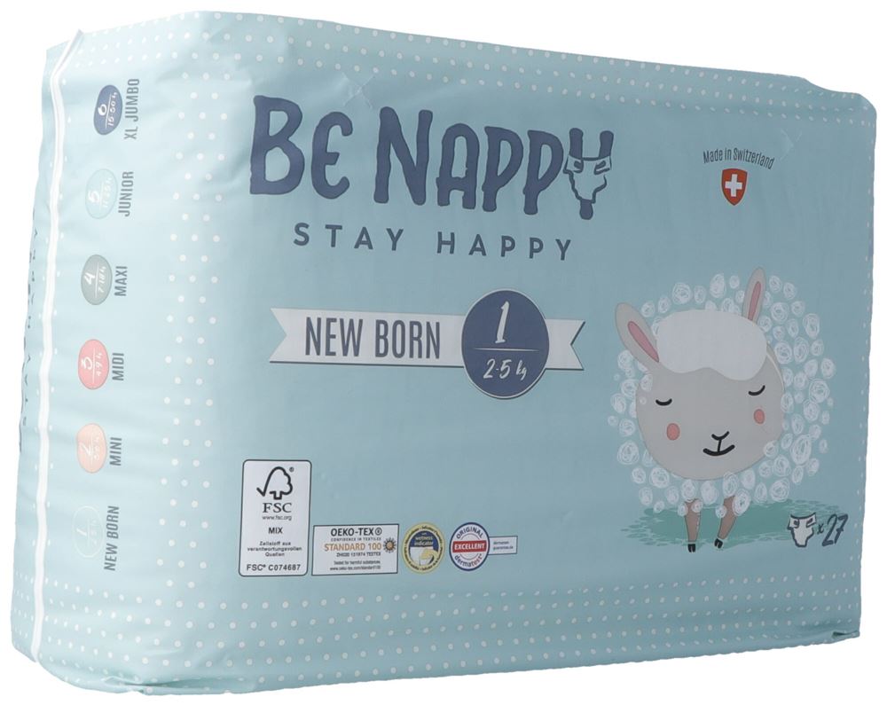 BE NAPPY Couches Gr1 2-5kg New Born 27 pièces | Protection