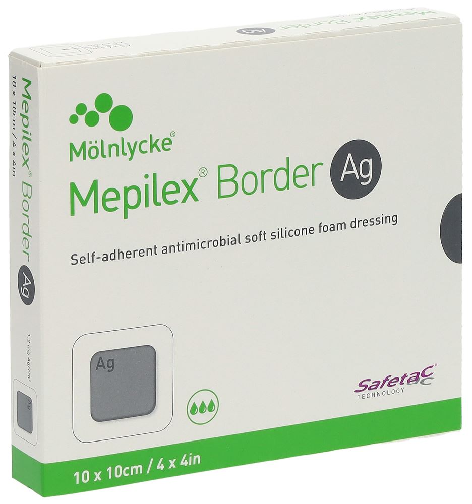 MEPILEX Ag Border Pansement Hydrocellulaire 10x10cm | 5 pièces