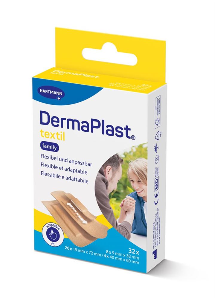 DERMAPLAST Text Family Strips Assortis | 32 pièces