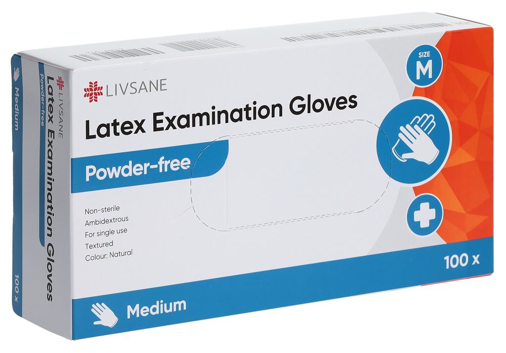 LIVSANE Gants Latex M Non Poudrés 100 pièces | Examen