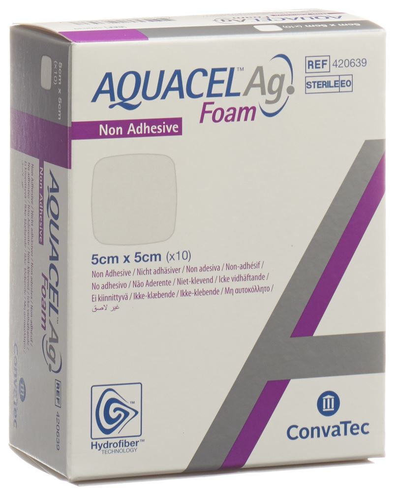 AQUACEL Ag Foam Pansement Non-Adhésif 5x5cm | 10 pièces
