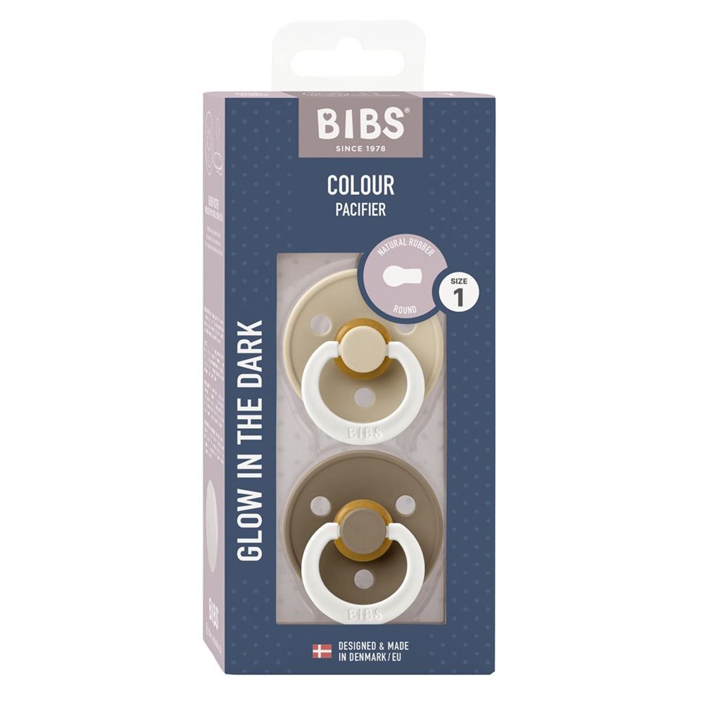 BIBS Colour Tétine Latex Ronde 0-6m Vanille/Chêne 2 pièces | Douceur