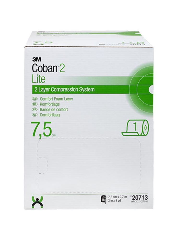 3M COBAN 2 Lymph Lite Comf Layer 7.5cmx2.7m | 18 pièces