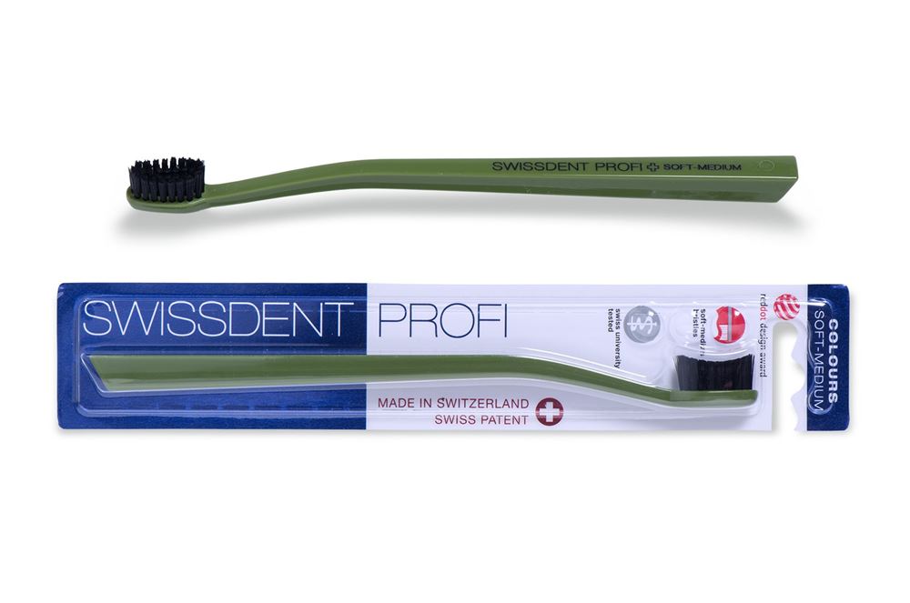 SWISSDENT Colours Brosse à dents | Vert chasseur/noir