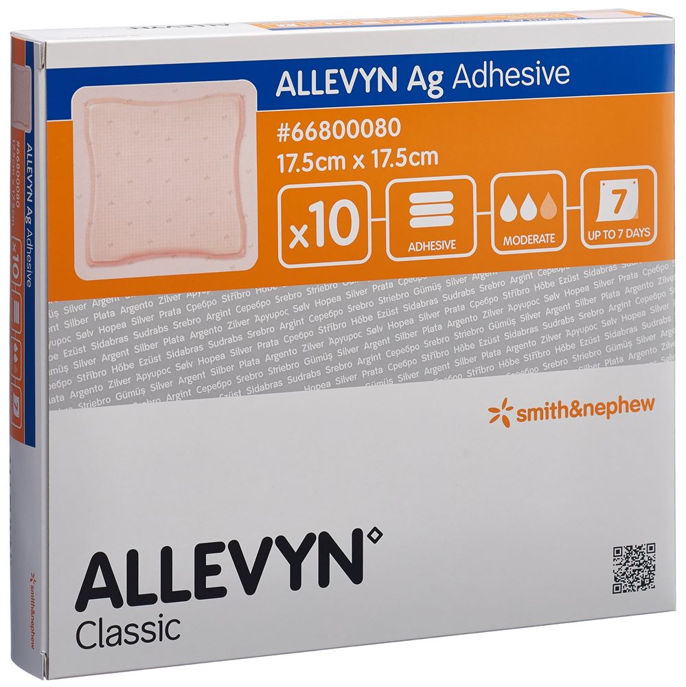 ALLEVYN AG ADHESIVE Compresse 17.5x17.5cm 10 pièces | Efficace