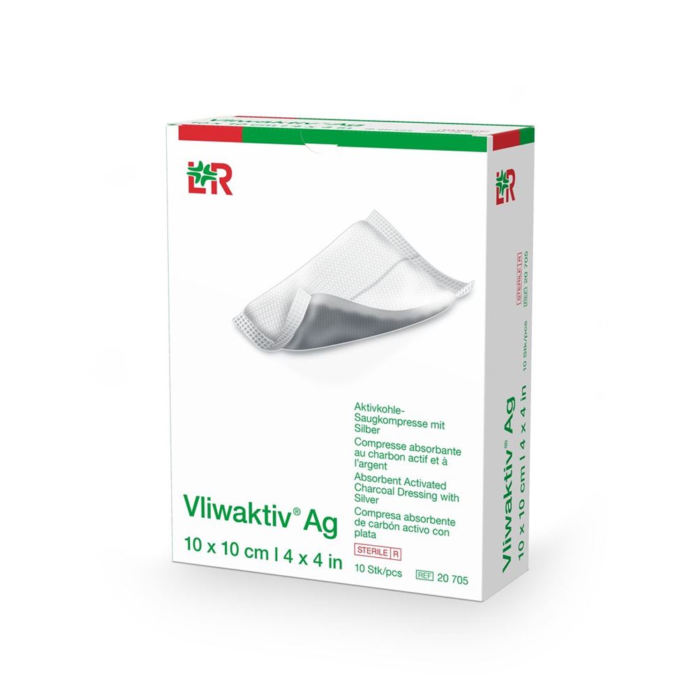 VLIWAKTIV Tampon Charbon Actif 10x10cm 10 pièces Tampon | Soin Plaie