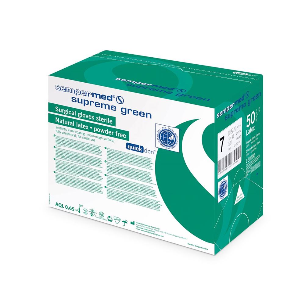 SEMPERMED Supreme Green Gants OP 8.5 | Usage Médical 50 paires