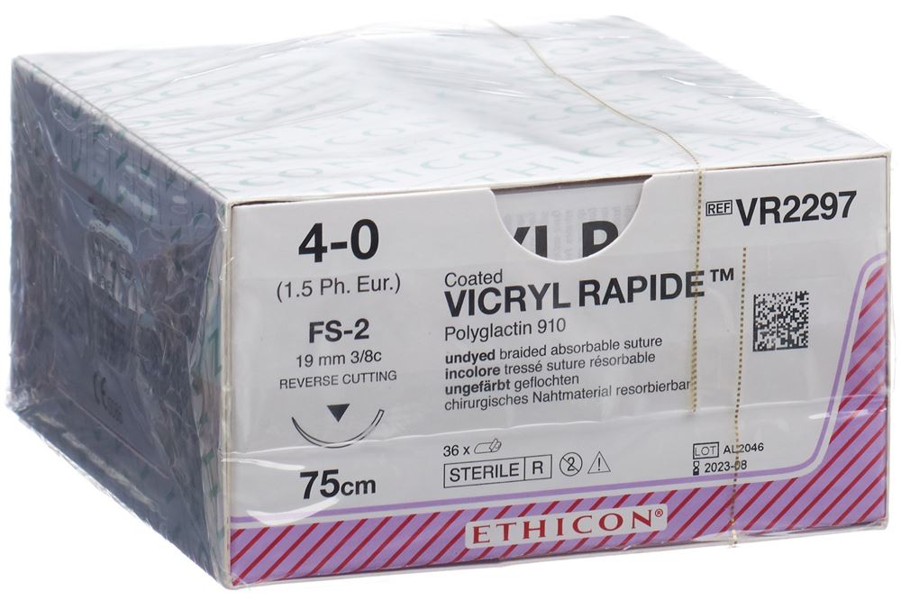 VICRYL RAPID Fil Chirurgical 75cm 4-0 FS-2 | 36 pièces