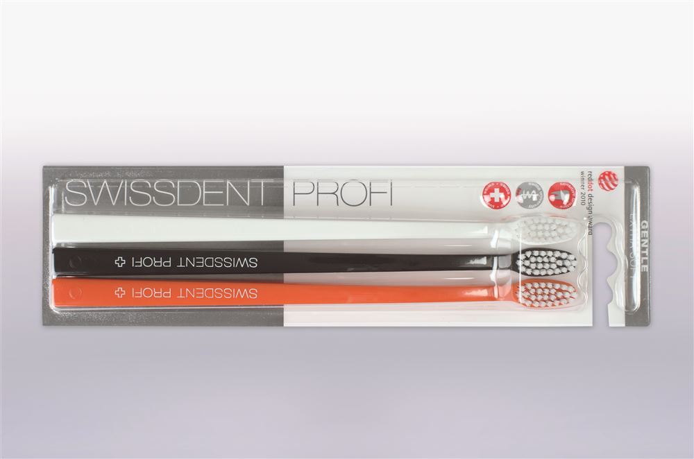 SWISSDENT Gentle Brosse Trio | Blanc/noir/orange