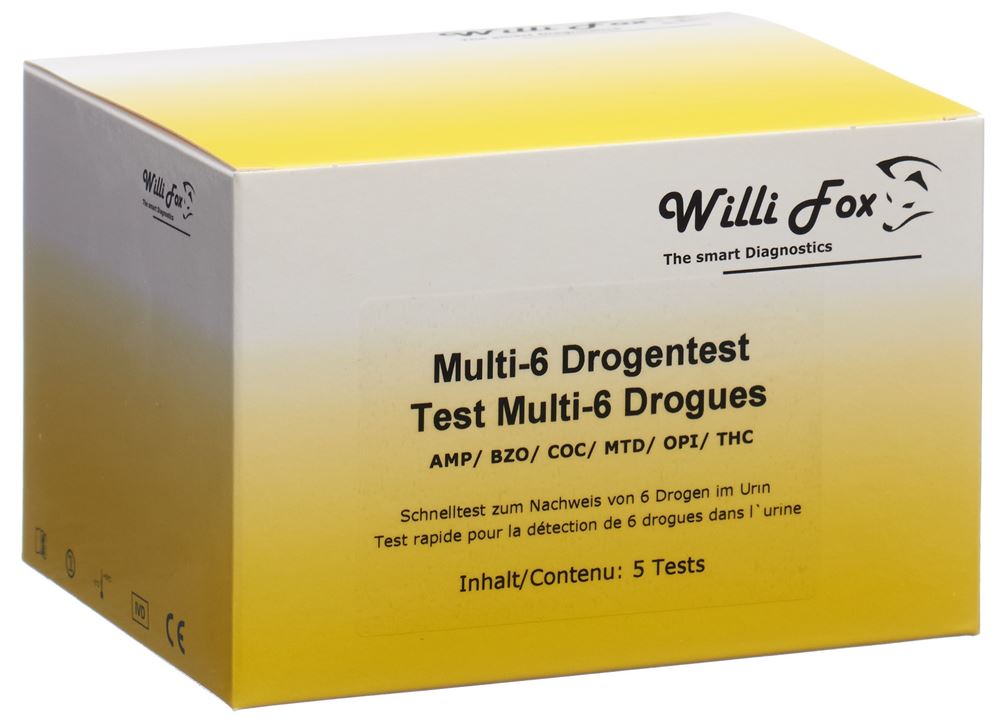WILLI FOX Multi 6 Drogen Urin 5 pièces | Test multi-drogues