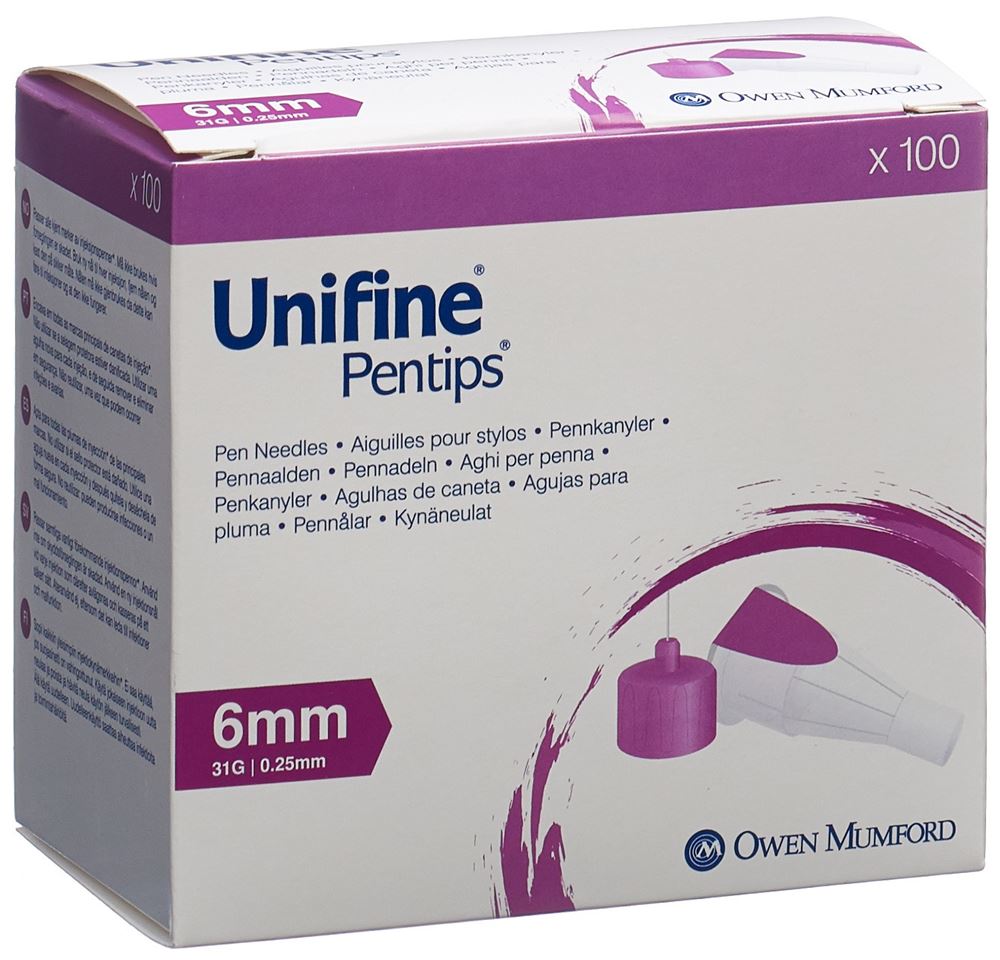 UNIFINE Pentips Aiguilles 31G 0.25x6mm | 100 pièces