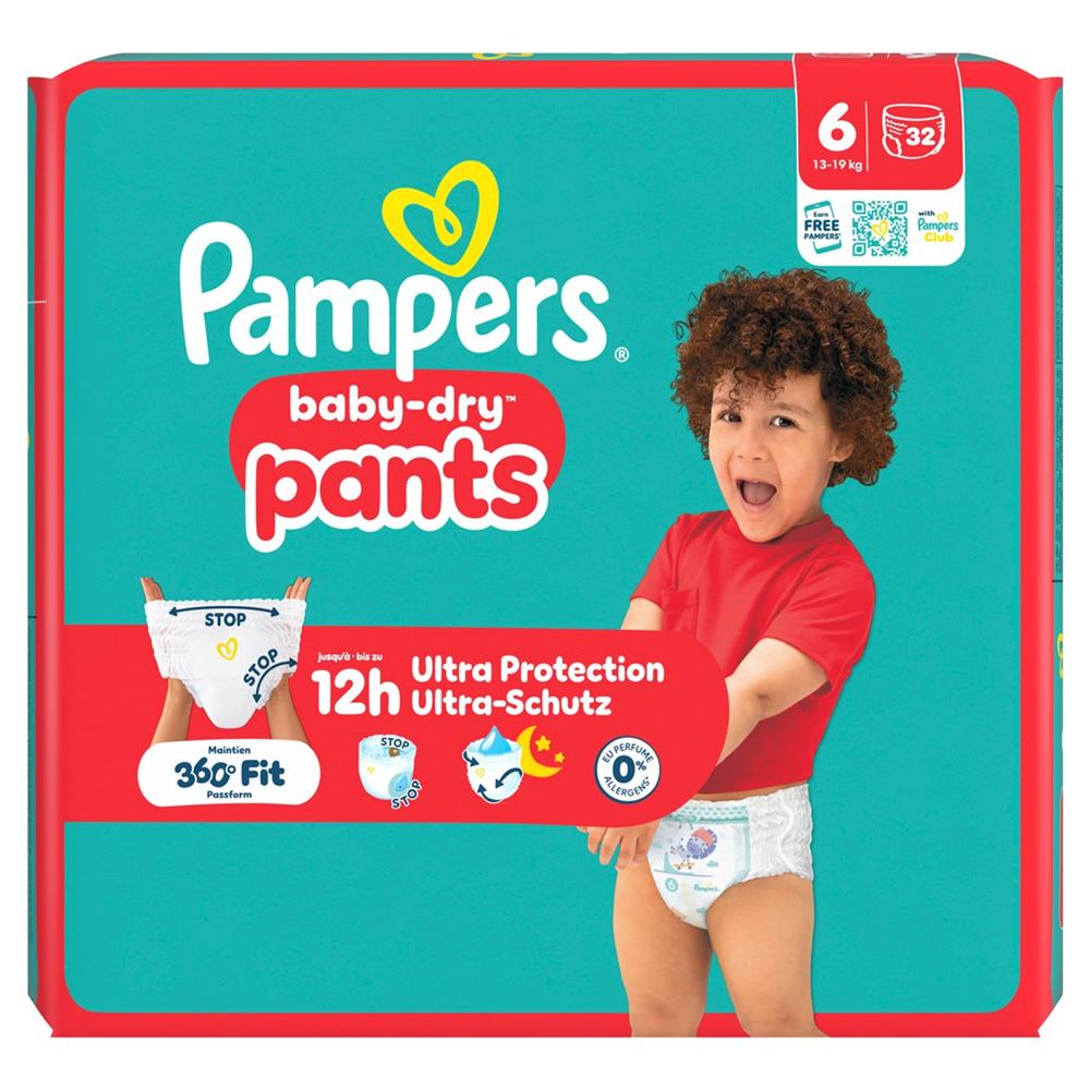 PAMPERS Baby Dry Pan Gr6 13-19kg Couches | 32 pièces