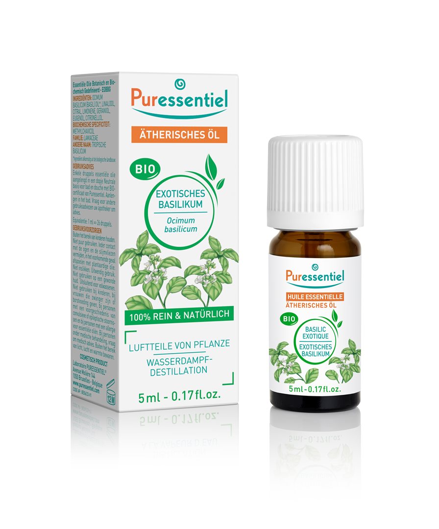 PURESSENTIEL Basilic Huile Essentielle Bio 5ml | Vitalité
