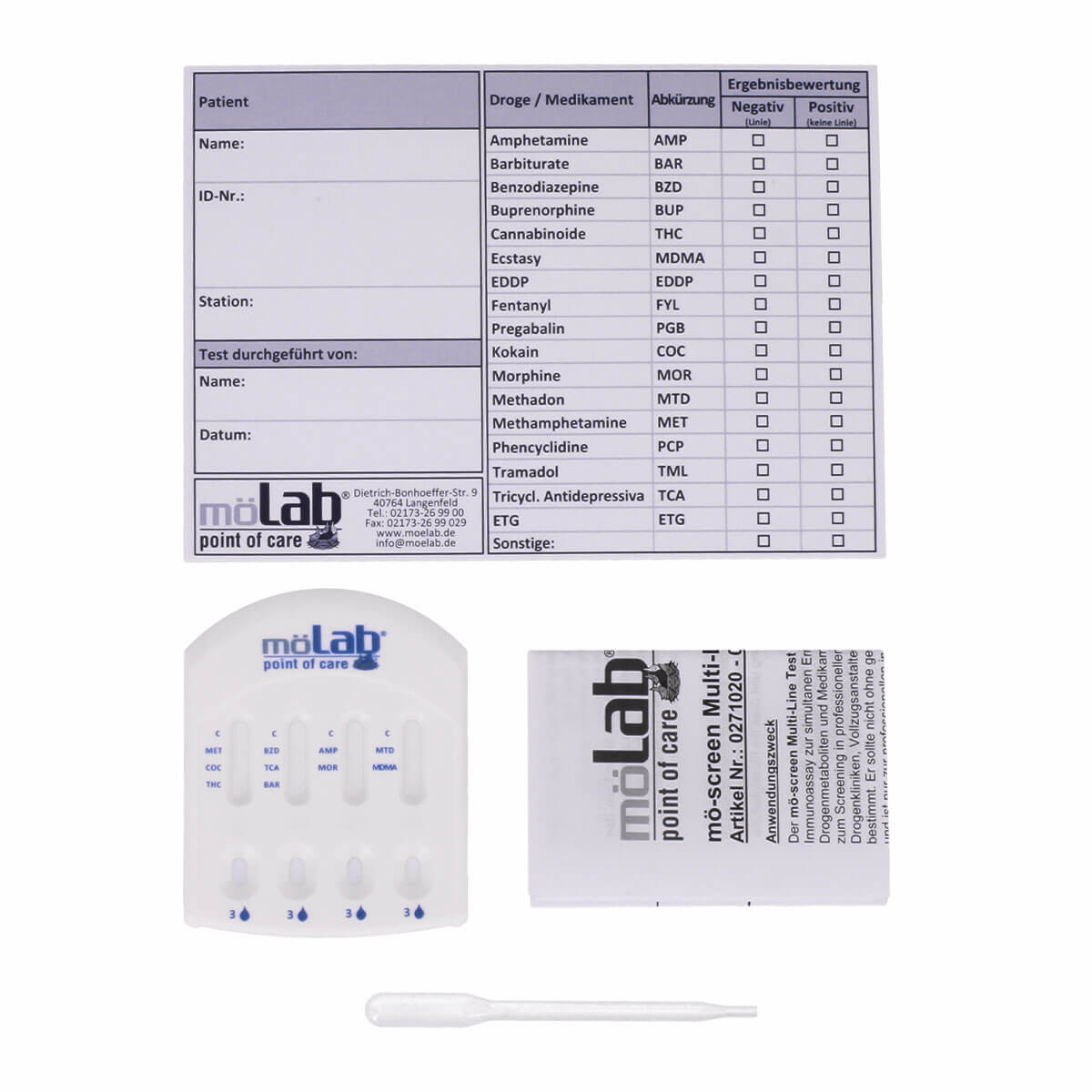 Test urinaire de dépistage anti-drogue Multi-Line de möLab