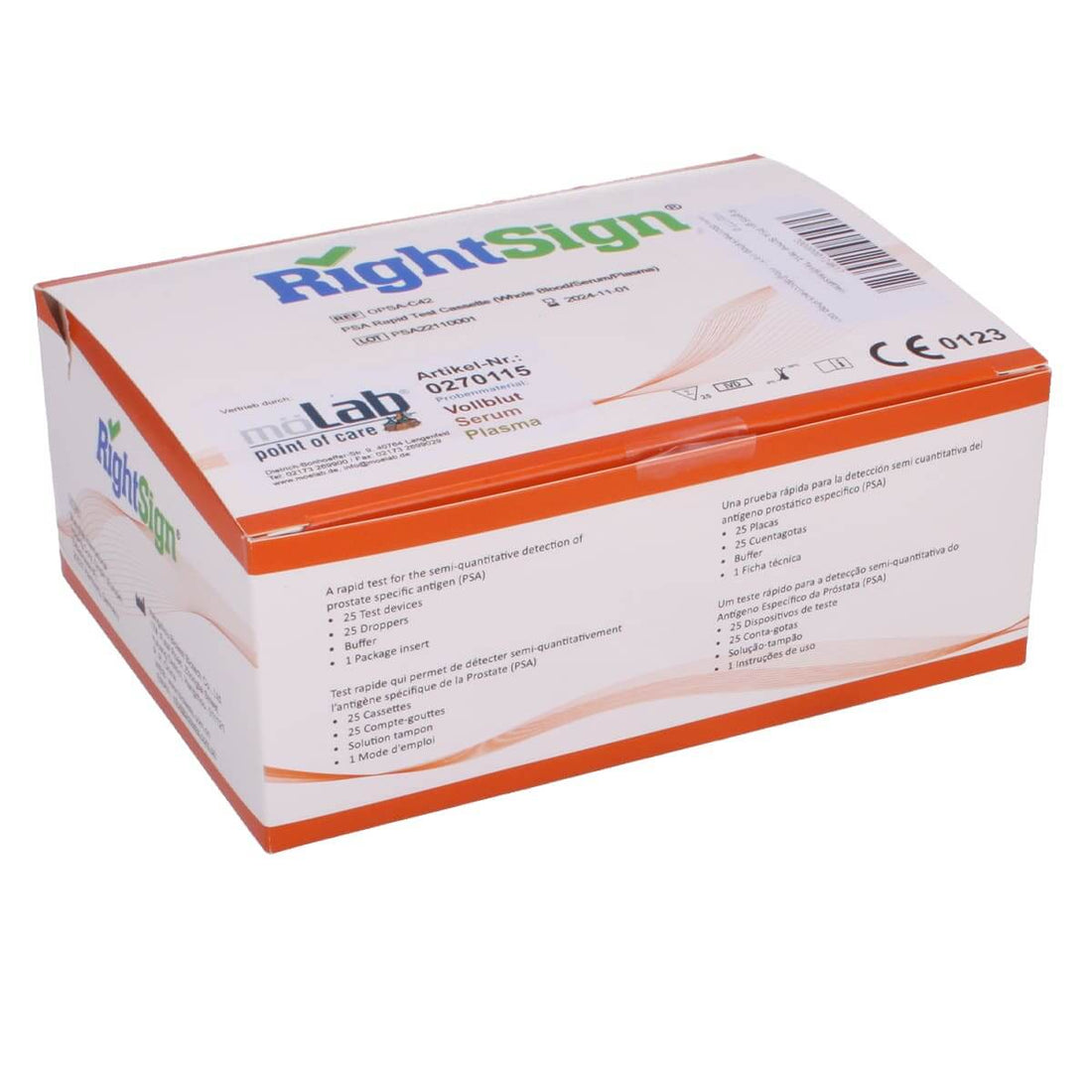 Test Rapide RightSign PSA - Détection Précoce du Cancer Prostatique