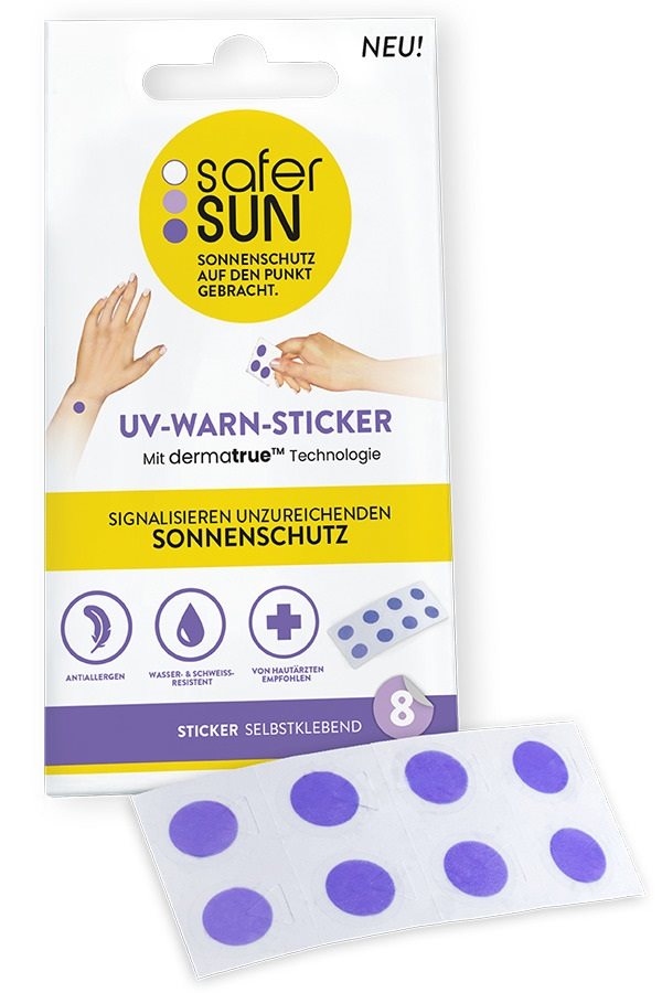 SAFERSUN UV-Warn-Sticker | 8 pièces