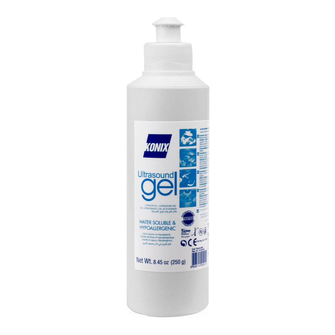 Gel à Ultrasons Bleu Konix 250 ml - Hypoallergénique et Non Irritant