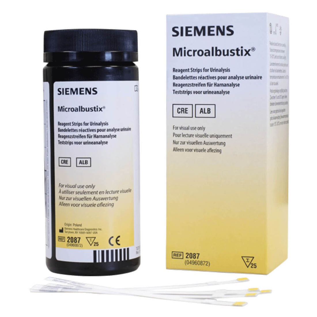 Bandelettes réactives pour analyse urinaire Microalbustix de Siemens