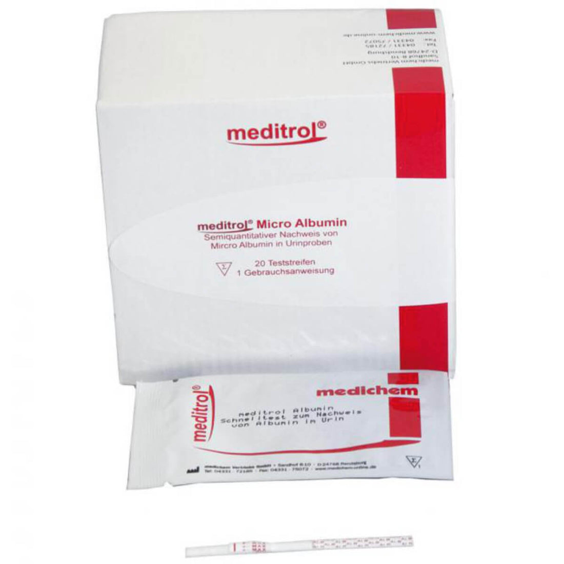 Bandelettes de Test de Microalbumine Medichem, 20 Pièces Pour Professionnels