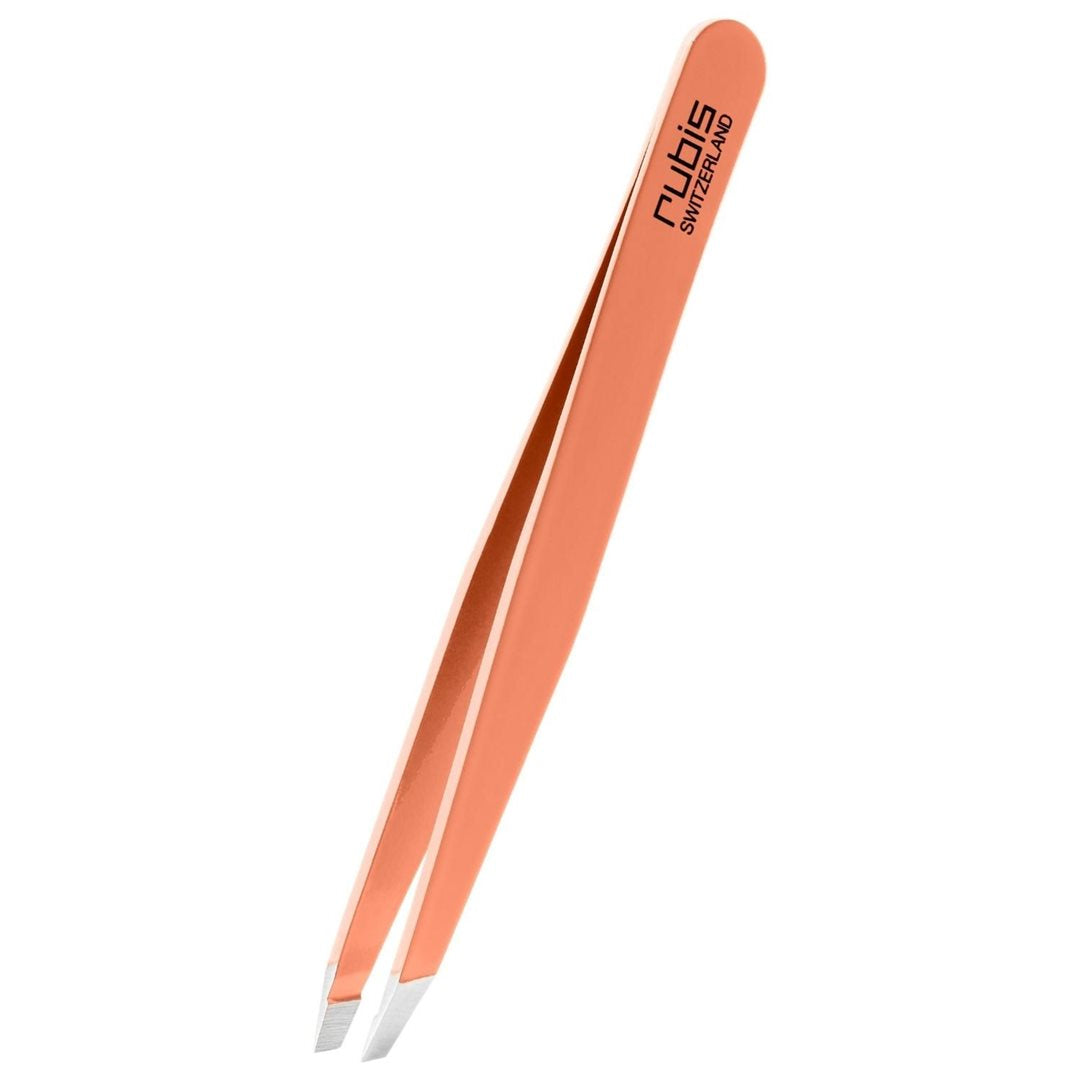RUBIS Pince à Épiler Biseautée Orange Inox Précision | Soin Visage