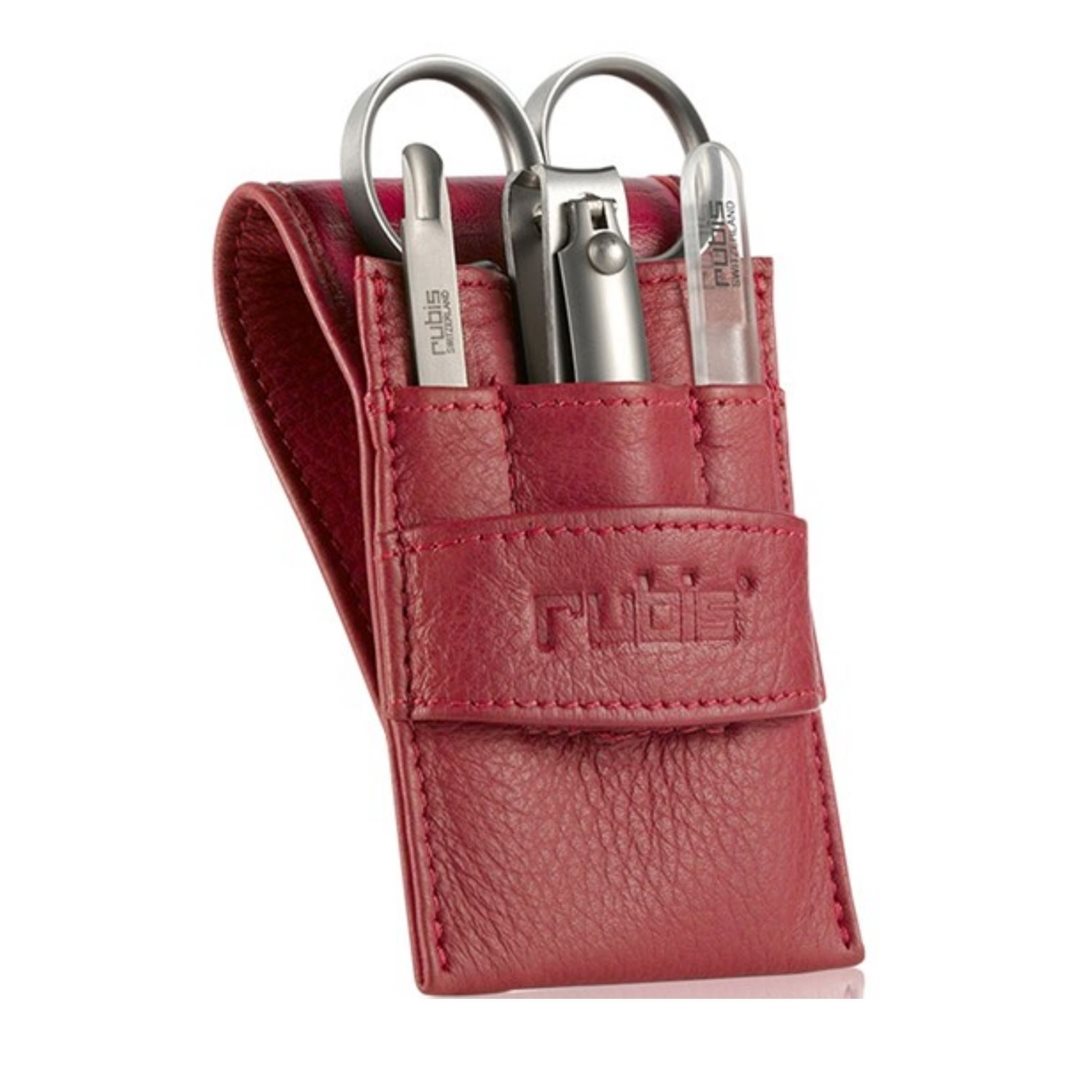 RUBIS Manucure Étui Cuir 4 pièces Rouge | Essentiel