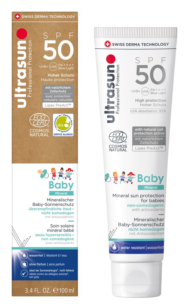 ULTRASUN Crème Solaire Bébé Minérale SPF50 Haute Protection | 100 ml